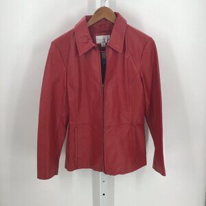 WORTHINGTON, Red Leather Lined Pockets Jacket Size M